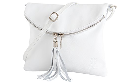 AmbraModa Borsa a tracolla donna Piccola borsa italiana realizzata in morbida vera pella SAVAGE NL610 (bianco)
