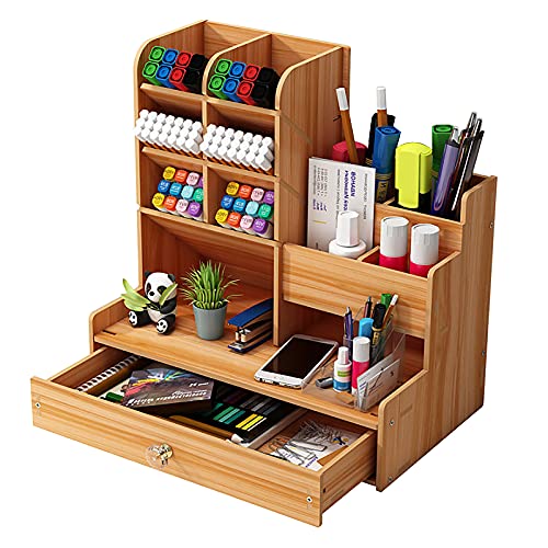 Ampio organizer da scrivania in legno fai da te, con cassetto, per ...