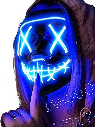 AnanBros - Maschera per Halloween, con luci a LED, maschera The Pur...