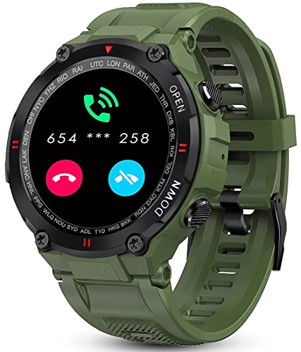ANSUNG Smartwatch Uomo Orologio Fitness, Chiamata Bluetooth, Cardiofrequenzimetro da Polso, Activity Tracker Sportivi Contapassi Controllo Musica Cronometro per Android iOS（Green）
