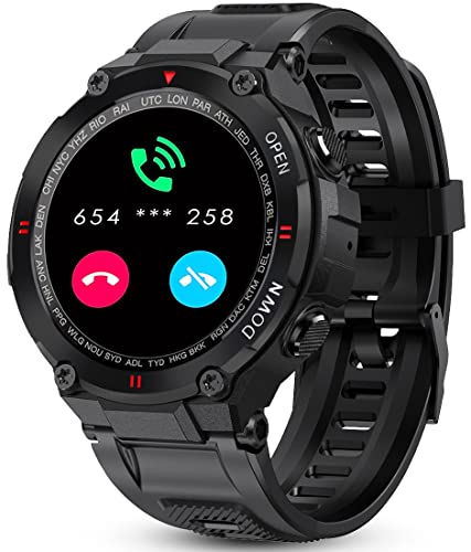 ANSUNG Smartwatch Uomo Orologio Fitness, Chiamata Bluetooth, Cardiofrequenzimetro da Polso, Activity Tracker Sportivi Contapassi Controllo Musica Cronometro per Android iOS（Nero）