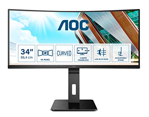 AOC Display curvo CU34P2A 86 cm (34 ) (HDMI, DisplayPort, hub USB, 3440 x 1440 px, 100 Hz, FreeSync) nero