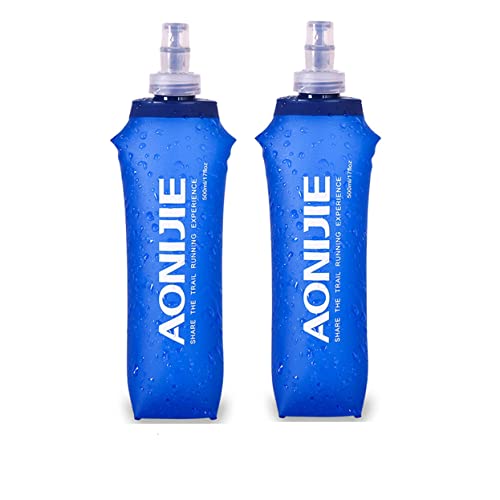 AONIJIE 2PCS Pieghevole 250 ml 500ml TPU Outdoor Sport Acqua Idratazione Bottiglia Soft Flask per corsa, Bicicletta, Campeggio, Escursionismo (500ML)