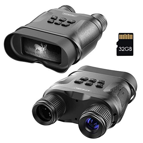 Apexel - Binocolo digitale a infrarossi per visione notturna in completa oscurità, per caccia, spionaggio e sorveglianza, con scheda di memoria da 32 GB