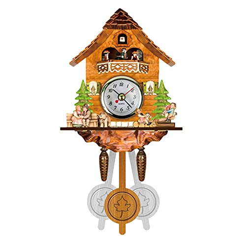 Arbitra Orologio a cucù tradizionale Chalet Black Forest House Orologio artigianale in legno da parete pendolo al quarzo
