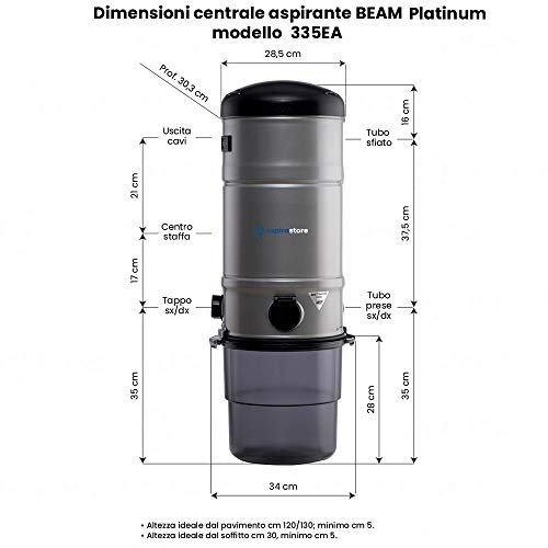 Aspirapolvere Centralizzato BEAM Platinum SC335 1500W - 200 mq...