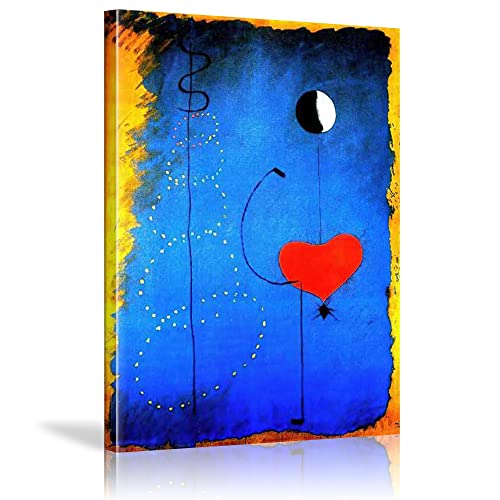 Astratta Joan Miro Ballerini Love Heart Art Stampa su tela Famosa o...