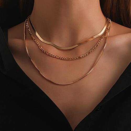 Aukmla - Collana a strati in oro con catena e girocollo, accessorio per donne e ragazze
