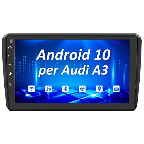 AWESAFE Autoradio 2 Din Android 10 (2GB+32GB) per Audi A3 S3 RS3 8P 2006-2012 9 Pollici Car Stereo Radio con Funzione Bluetooth MirrorLink Controllo del volante (Con cornice)
