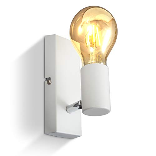 B.K.Licht Lampada da parete orientabile in metallo bianco, adatta p...