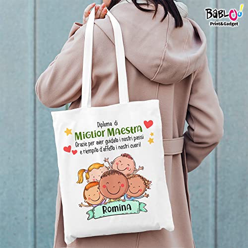 Babloo Borsa Shopper Shopping Bag per Maestre grafica Diploma Migli...