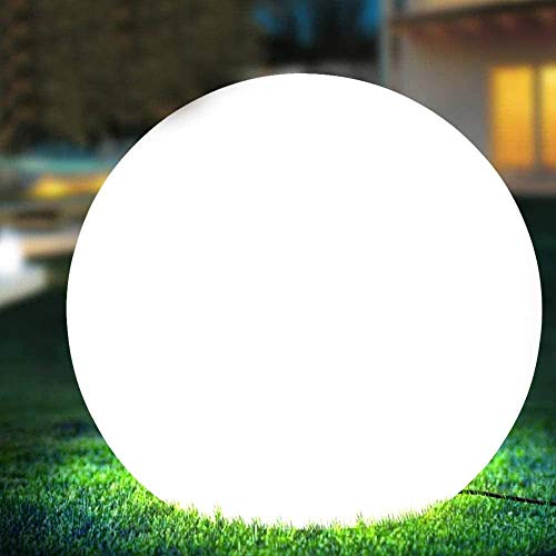 Bakaji Lampada Design Sfera da Giardino Diametro 30 cm Luce Illuminazione Esterno da Terra o Tavolo Attacco E27 Lampadina Max 25W Colore Bianco con Picchetti di Fissaggio al Terreno (30 cm)