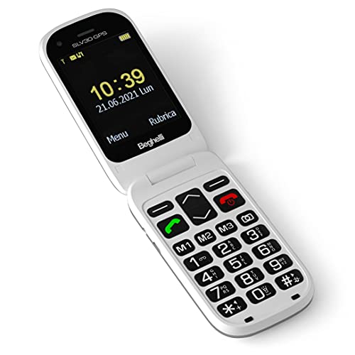 Beghelli Salvalavita Phone SLV30, Cellulare per anziani GSM a conchiglia con tasto e funzione SOS. Localizzazione GPS, Sensore di Caduta, Tasti Grandi retroilluminati, Caratteri Grandi, Multifunzione.