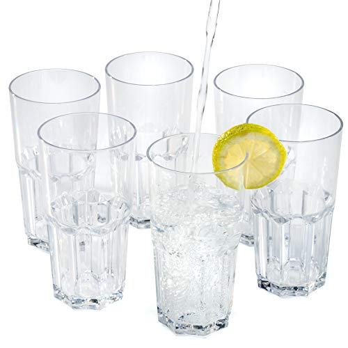 Bicchieri per succo di acqua, in plastica, riutilizzabili, in policarbonato, infrangibile, 35 cl, set da 6
