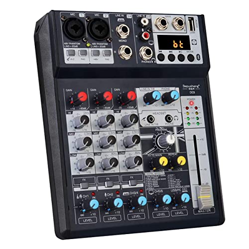 Bomaite BE8 Mini Mixer DJ a 8 canali Console di riverbero Mixer scheda audio USB Mixer audio effetto DSP per registrazione su computer, bande