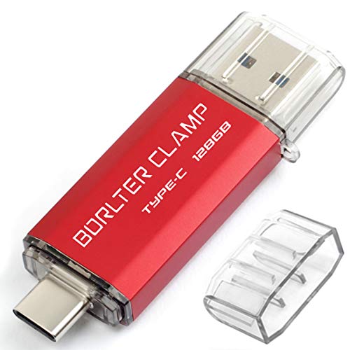 BorlterClamp 128GB Chiavetta USB 3.0 Type-C, 2 in 1 Pen Drive (USB Type C & USB 3.0) USB C Memoria Flash, OTG USB Flash Drive Girevole per Android Smartphone Tablet Computer (Rosso)