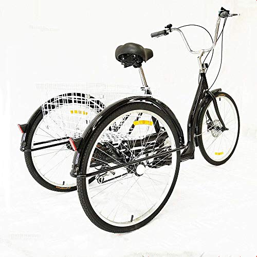 BTdahong Triciclo per Adulti da 26  con Cestello, Bicicletta per Adulti a 3 Ruote, Bicicletta a 6 velocità, Triciclo per Biciclette per Adulti