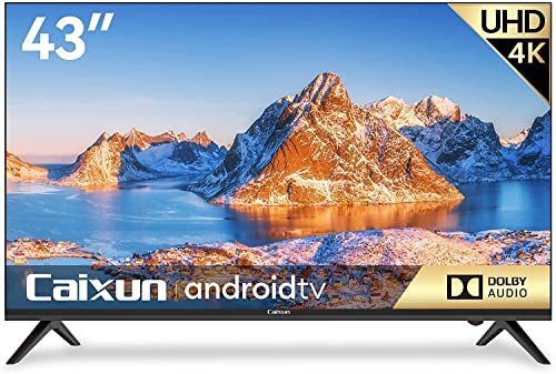 Caixun EC43S1A Smart TV UHD 4K 43 , Android 9.0, Google Play Store, HDR 10, Tuner Triplo (DVB-T2 T C S2 S), Wi-Fi, Nero, 2021, Google Assistant
