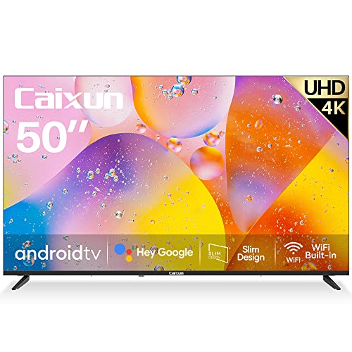 Caixun TV 50 Pollici Smart TV, Televisione Android 4K UHD con Controllo Vocale, Design Ultra Sottile (Modello 2022, EC50V1UA)
