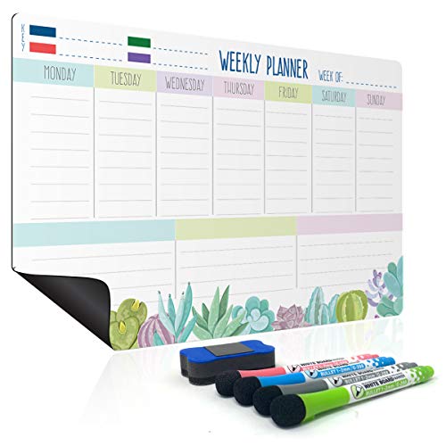 Calendario settimanale magnetico lavabile, agenda per la casa e per la famiglia in formato lavagna, di alta qualità
