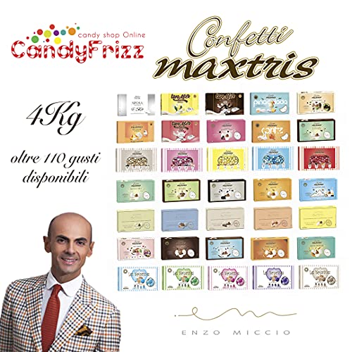 CandyFrizz Kit Confetti Maxtris per confettate o Bomboniere Gusti a Scelta per Matrimonio, Battesimo, Nascita, Comunione, Laurea, Diploma, Feste ( 4 Kg Quantitativo per circa 30 invitati)