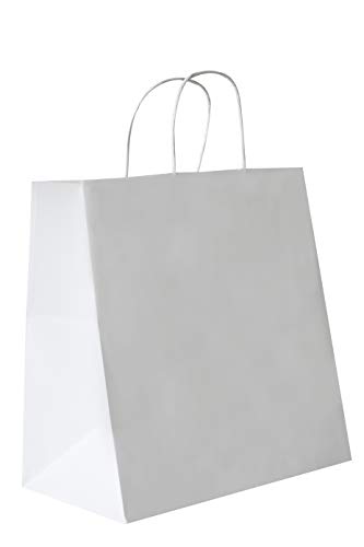 Carte Dozio Shopper in Kraft con fondo quadro, color Bianco, maniglia ritorta, f.to cm 27+17x29, cf 50 pz