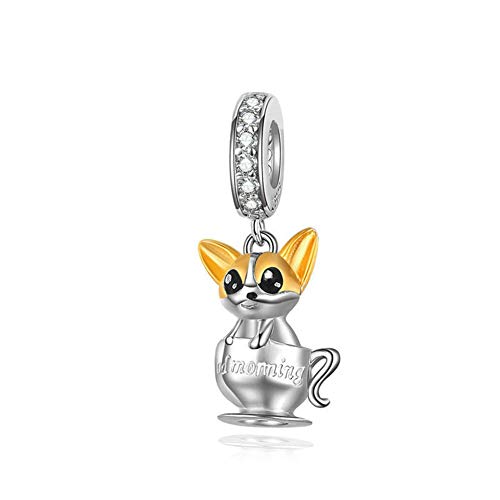 Charm a forma di cane, in argento Sterling 925, con gatto, cammello, coniglio, delfino, per braccialetti Pandora (cane 1)