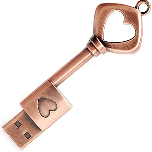 Chiavetta USB 3.0 da 32 GB, BorlterClamp Pendrive a Forma di Chiave Metallo Retrò Unità Flash USB 3.0 Penna USB con Motivo a Cuore d amore