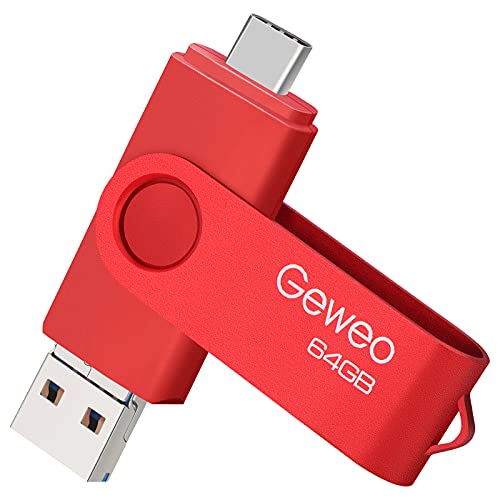 Chiavetta USB 64 GB 3.0, 3 in 1 Type C Pennetta USB 64 giga Tipo C Micro USB USB 3.0 Impermeabile Pen drive 64GB per PC Laptop Smart TV Autoradio etc.(Rosso)