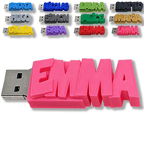 Chiavetta USB personalizzata con il tuo testo – il colore di tua scelta – USB 3.0 – 8 Go, 16 Go o 32 Go – un regalo originale e unico (8 GB, Rosa)