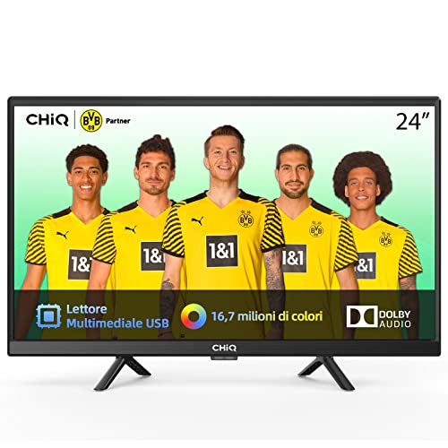 CHiQ L24G5W, TV 24 Pollici (60cm), 2022 Televisori, HD, LED, USB media player, Dolby Audio, TUNER (DVB-T T2 C S S2), HDMI USB CI RF