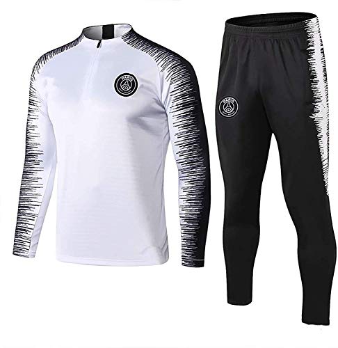 Club Uomo Calcio Europeo di Calcio Felpa Manica Lunga Primavera e l autunno Uniforme Traspirante Sportswear Training Bianco (Top + Pants) -ZQY-A0527 (Color : White, Size : M)