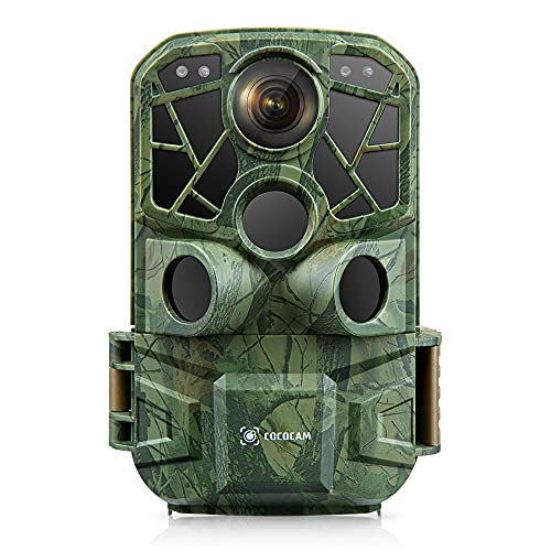 Cococam Fototrappola WiFi Bluetooth 4K 24MP con App Fotocamera da Caccia 3 sensori PIR visione notturna 0.2S Attivazione angolo di rilevamento 120° per il monitoraggio della fauna selvatica all aperto