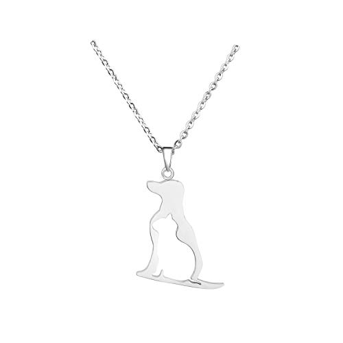 Collana con ciondolo a forma di cane e gatto, regalo personalizzato per gli amanti degli animali e Acciaio inossidabile, cod. UKKY-DogcatNecklace