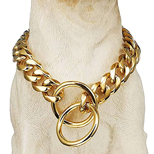 Collana con Collare per cani in oro 18k Heavy Duty Choke Catena per cani cubani Miami, catena a maglie in Metallo