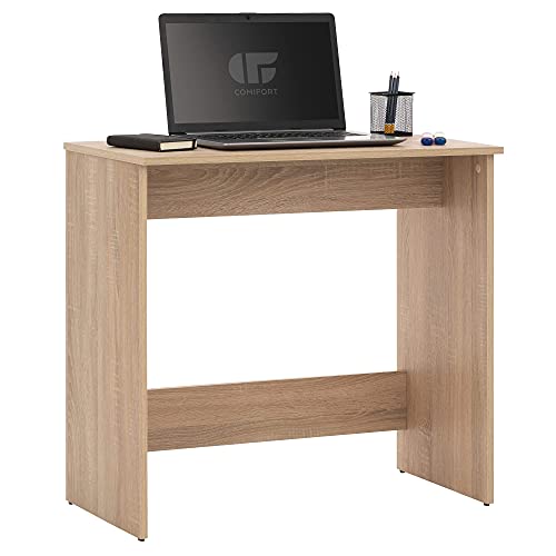Comifort - Oscos, Scrivania giovanile, tavolo per computer da studio, superficie ampia, finitura in melammina, tavolo da lavoro, scrivania moderna, sonoma