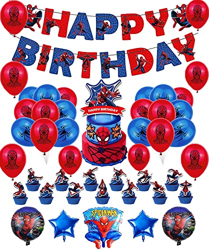 Compleanno Spiderman Palloncini Decorazioni Supereroi Palloncini di Alluminio Striscioni di Compleanno Torta Toppers Decorazioni per Bambini Decorazioni per Feste di Compleanno Kit
