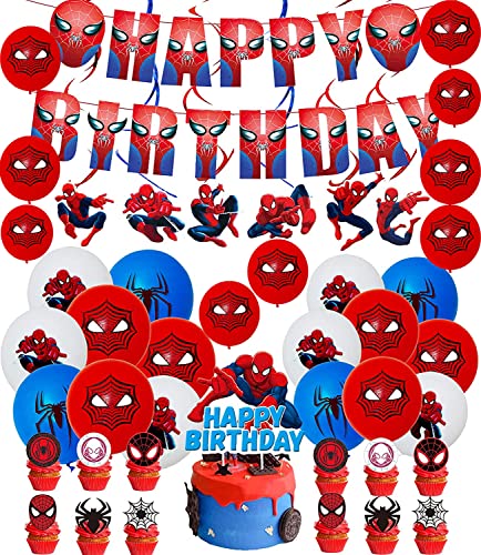 Compleanno Spiderman Palloncini Spider Man Compleanno Striscioni Spiderman Turbinii Sospesi Decorazioni Spiderman Compleanno Torta per Ragazze Ragazzi Decorazioni Festa di Compleanno
