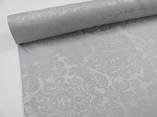 Confección Saymi - Tessuto jacquard in raso, broccato, modello Damasco, colore: argento, larghezza 2,80 m 2,45x2,80m argento