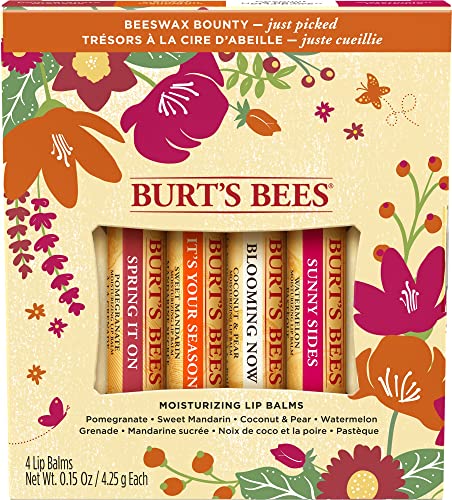 Confezione regalo balsamo labbra Burt’s Bees Just Picked, 4 balsami labbra, melagrana, mandarino dolce, cocco, pera e cocomero