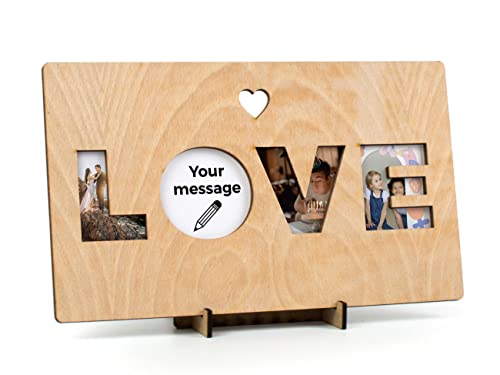 Contraxt - San Valentin, Cornice portafoto Cornice in legno per uomo e donna, ideale come regalo originale per coppie per San Valentino e anniversario (Love)