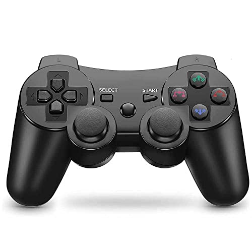 Controller wireless per PS3, gamepad Double Shock ad alte prestazioni per Playstation 3 con cavo di ricarica (Black)
