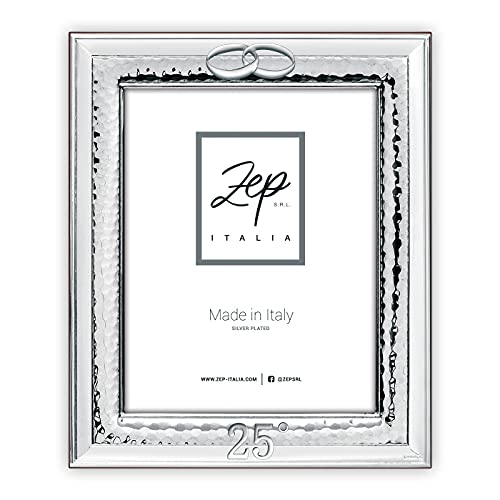 Cornice PAVIA da Tavolo in Silver Plated NOZZE D ARGENTO per foto 10X15 Verticale, Placcata Argento Made in Italy