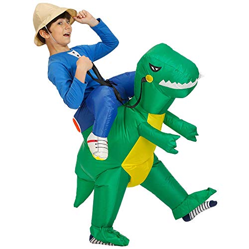 Costume Gonfiabile da Dinosauro per Adulti Cosplay Costume di Halloween per Bambini Costumi Divertenti per Feste a Tema T-REX Costume da Cavaliere di Dinosauro di Carnevale di Natale (Bambino L)