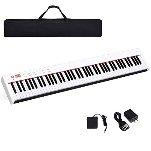 COSTWAY Pianoforte Digitale 88 Tasti, Tastiera Elettronica Portatile con Tasti Pesati, Funzione MIDI e Bluetooth, Ideale per Bambini e Adulti
