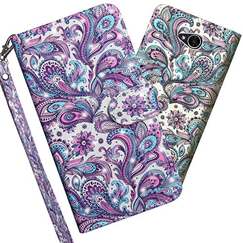 COTDINFOR pour LG X Power 2 Custodia Cover TPU 3D Effect Painted PU in Pelle con Wallet Card Holder Magnetico Ultrasottile Flip Custodia per LG X Power 2 Whirlpool Pattern YX