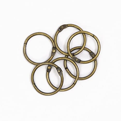 Craftelier - Set di 6 anelli metallici tipo anello per rilegatura ideali per scrapbooking e creazioni artigianali | Anelli per Albums, quaderni, planners o agende. Dimensioni Ø 30 mm · Bronzo