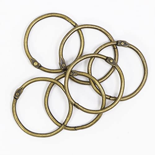 Craftelier - Set di 6 anelli metallici tipo anello per rilegatura, ideali per scrapbooking e creazioni artigianali | Anelli per Albums, quaderni, planner o agende. Dimensioni Ø 45 mm · Bronzo