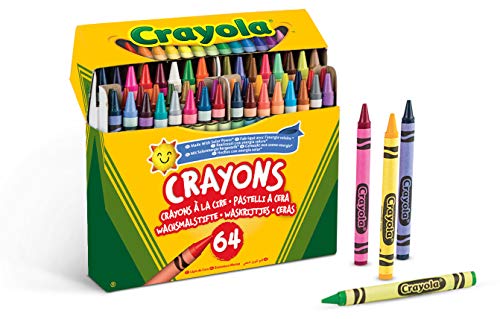 Crayola - Pastelli a Cera, Confezione da 64 pezzi, Temperino incluso nella confezione, per Scuola e Tempo Libero, Colori Assortiti, 52-6448