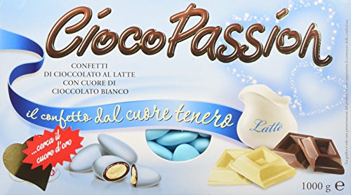 Crispo Confetti Cioco Passion Cioccolato al Latte con Cuore di Cioccolato Bianco - Colore Celeste - 1kg
